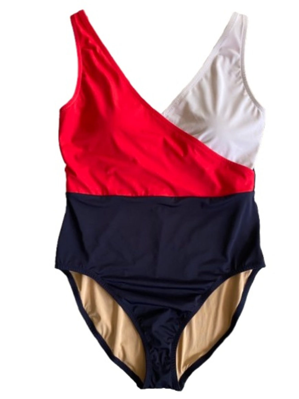 J. Crew Factory Women’s Colorblock One Piece Swimsuit Size XL Patriotic Nautical